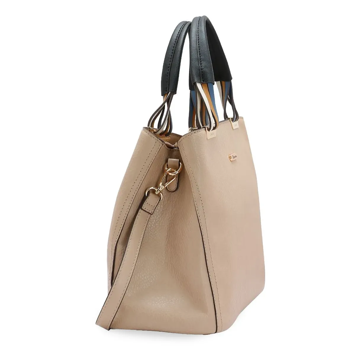 Bolsa Chenson Contemporâneo Chic bege vista lateral com alça longa removível